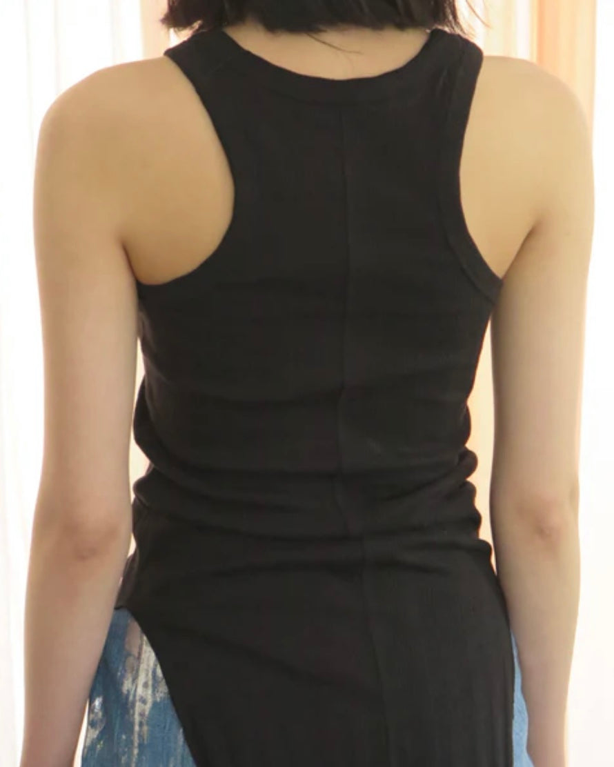 rib tank top(BLACK)