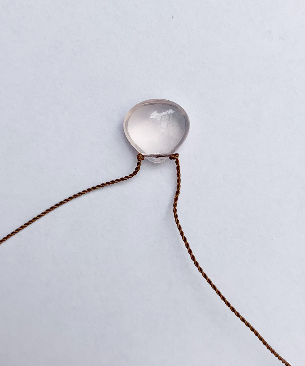 Smooth Stone Necklace(Rose Quart)