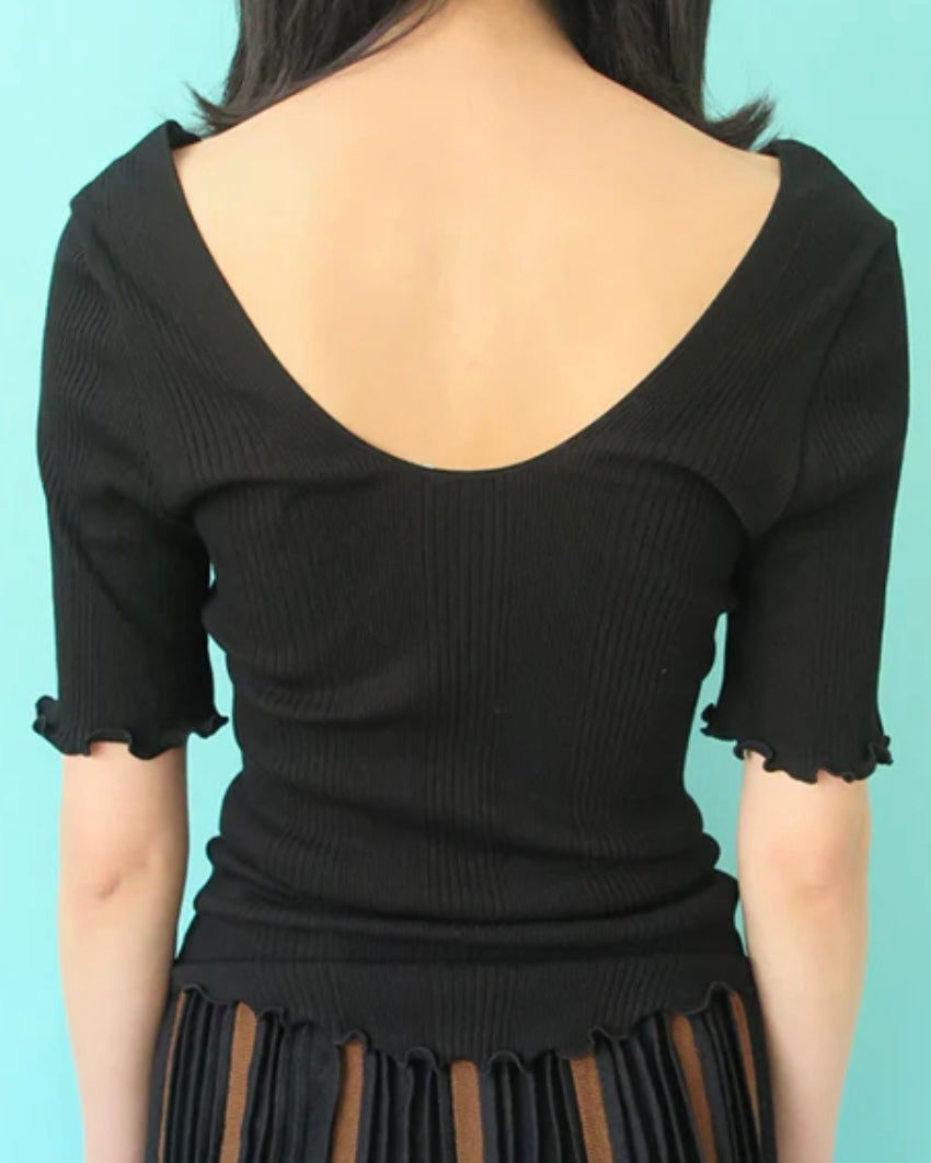random rib H/S pullover(BLACK)