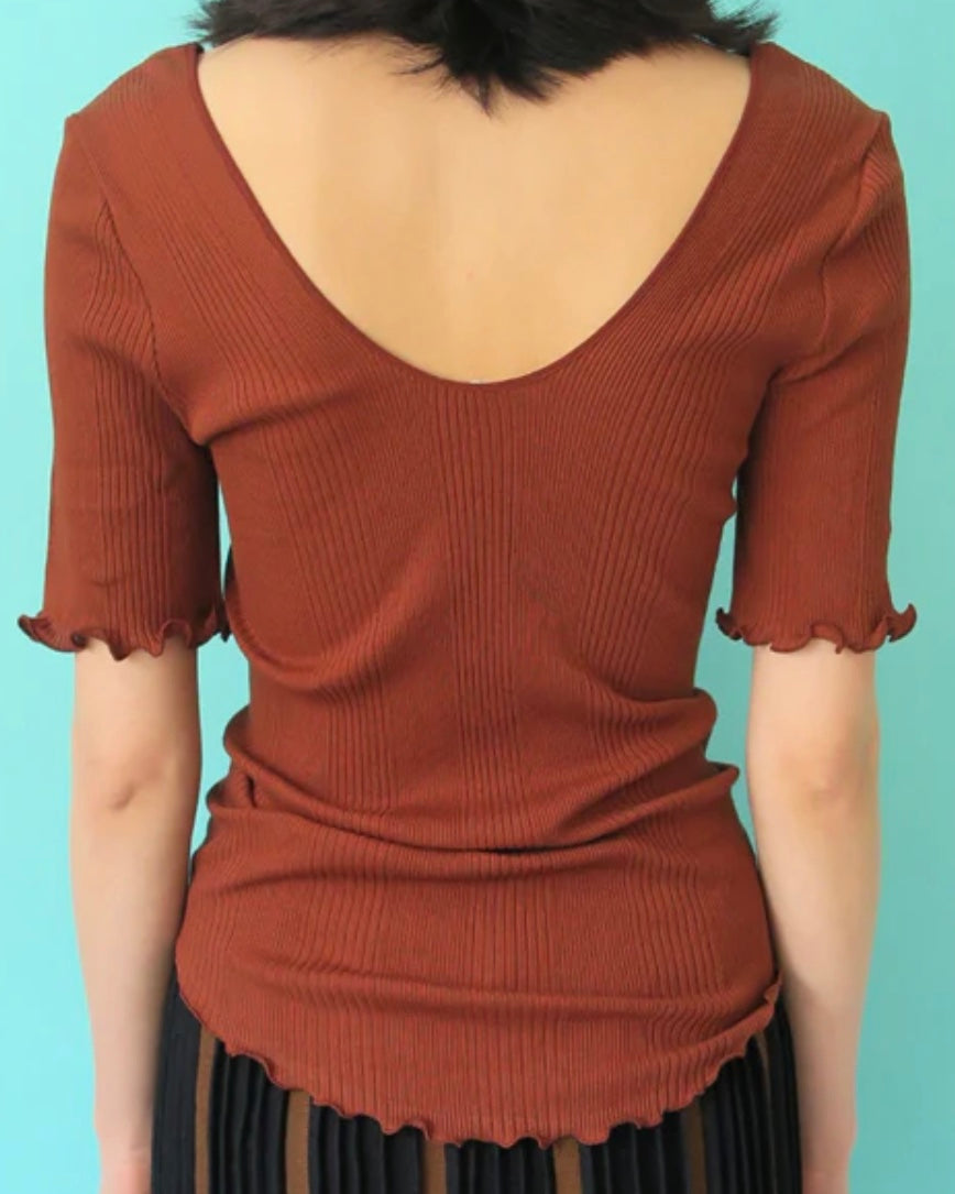 random rib H/S pullover(BROWN)