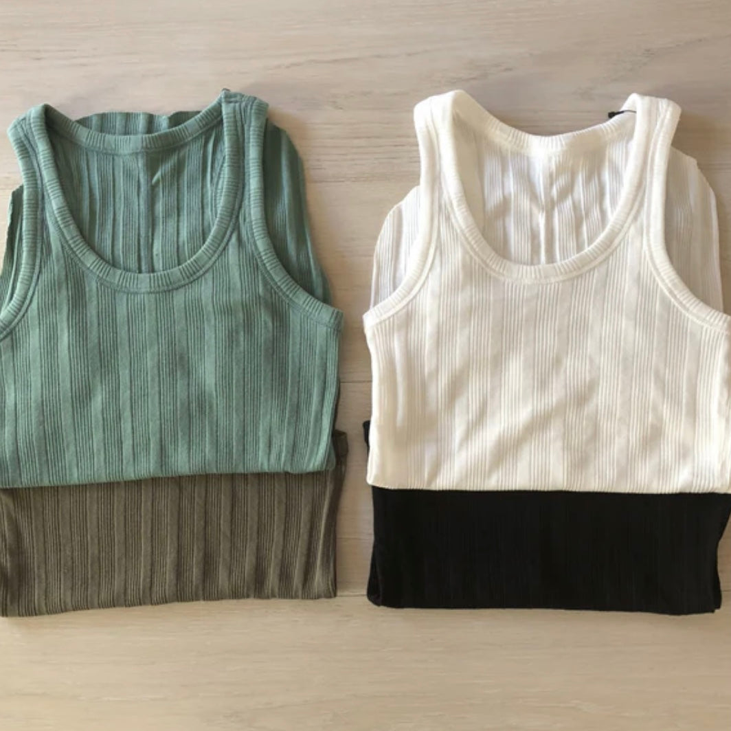 rib tank top(KHAKI)