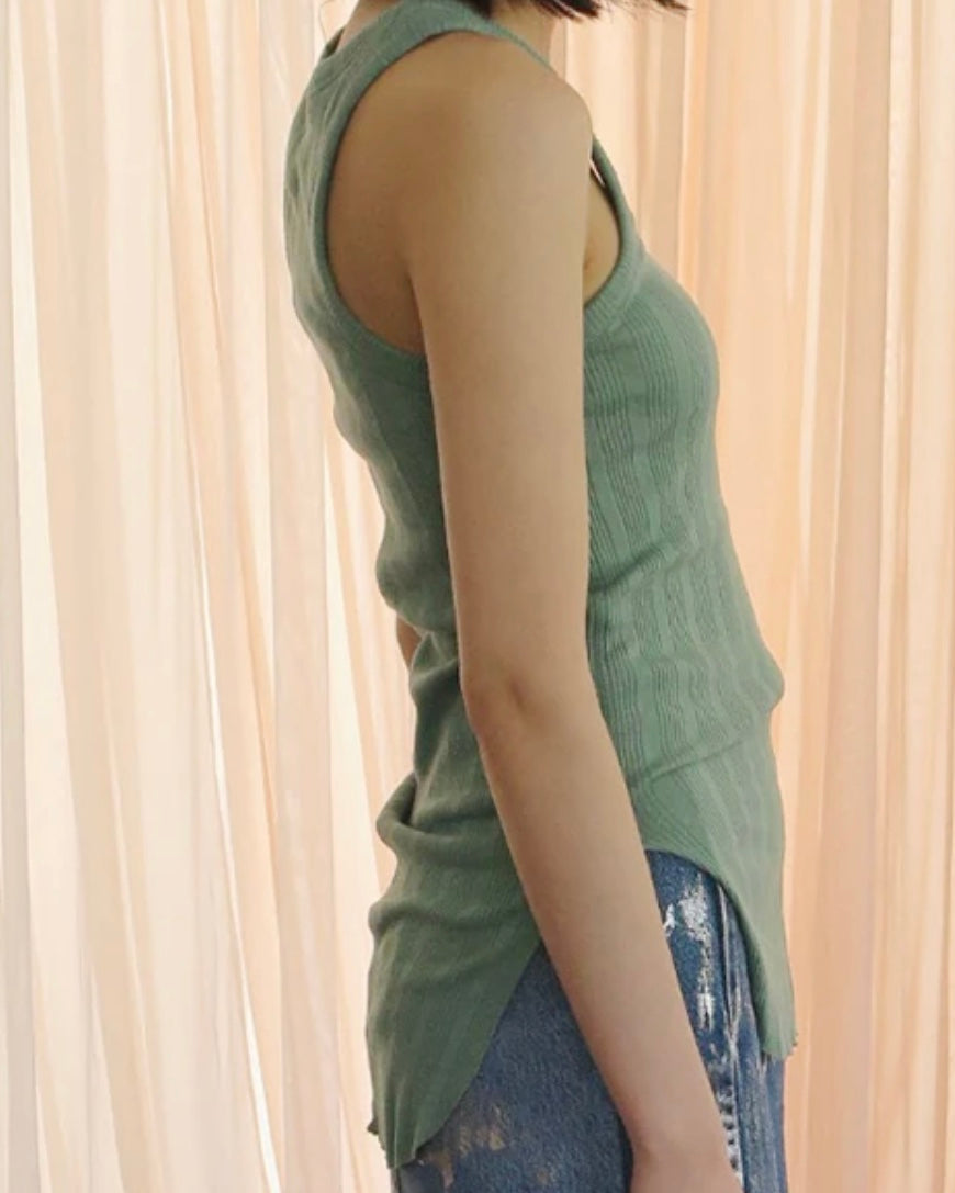 rib tank top(GREEN)