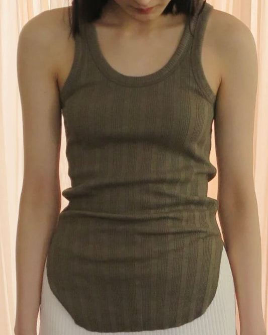 rib tank top(KHAKI)