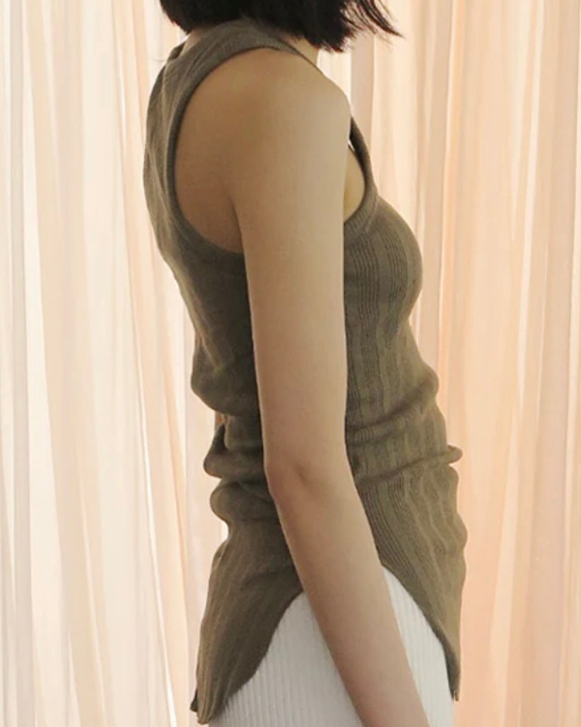 rib tank top(KHAKI)