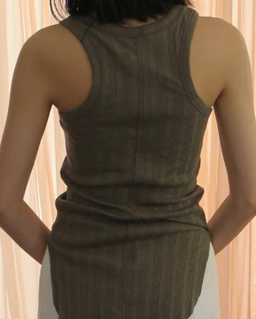 rib tank top(KHAKI)