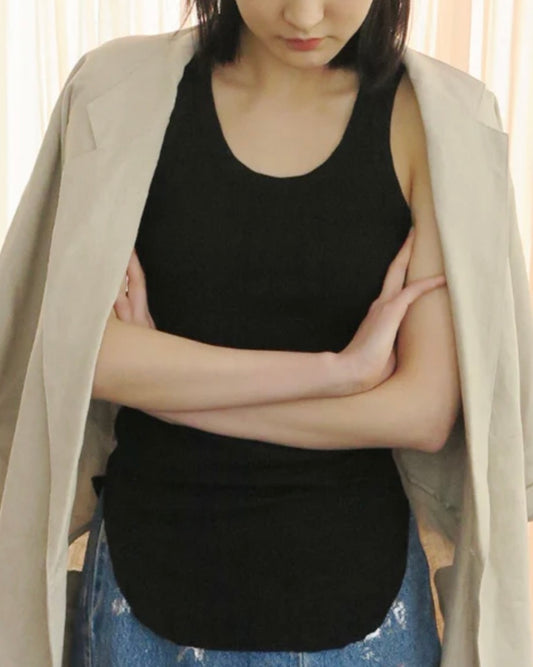 rib tank top(BLACK)