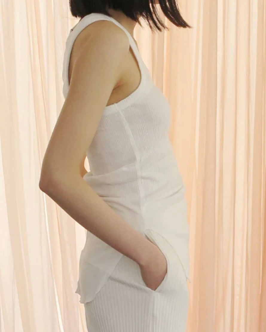rib tank top(WHITE)