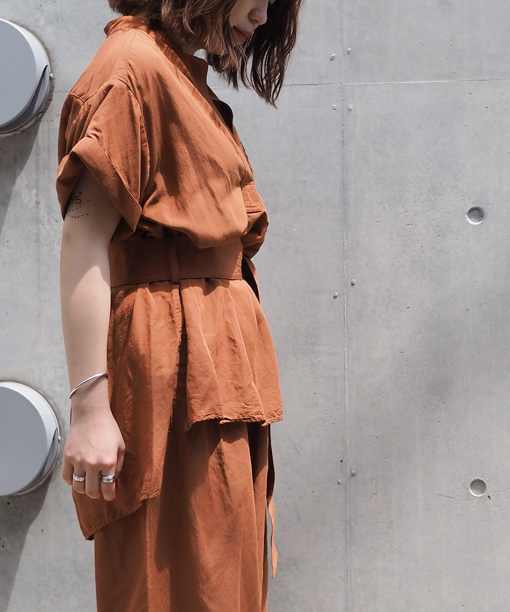 OFFICER COLLAR BLOUSE WITH BELT