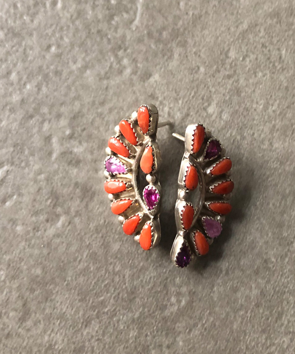 インディアンジュエリーピアス　ルビー