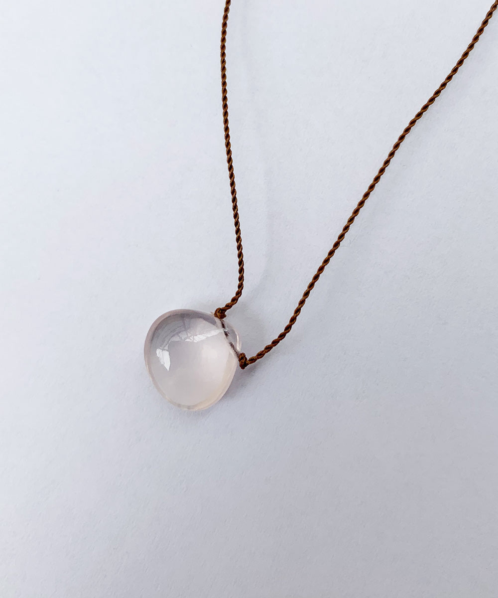 Smooth Stone Necklace(Rose Quart)