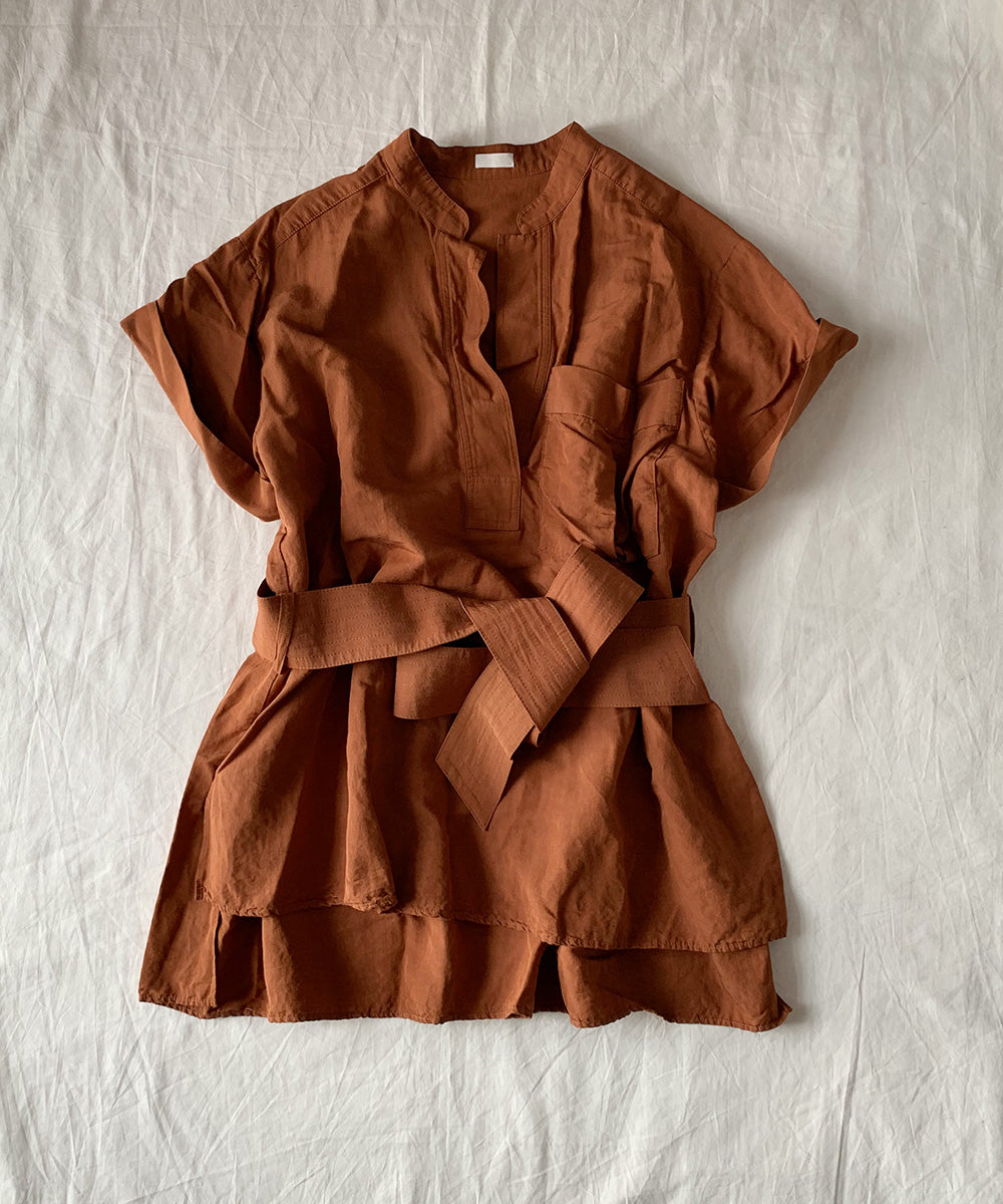 OFFICER COLLAR BLOUSE WITH BELT