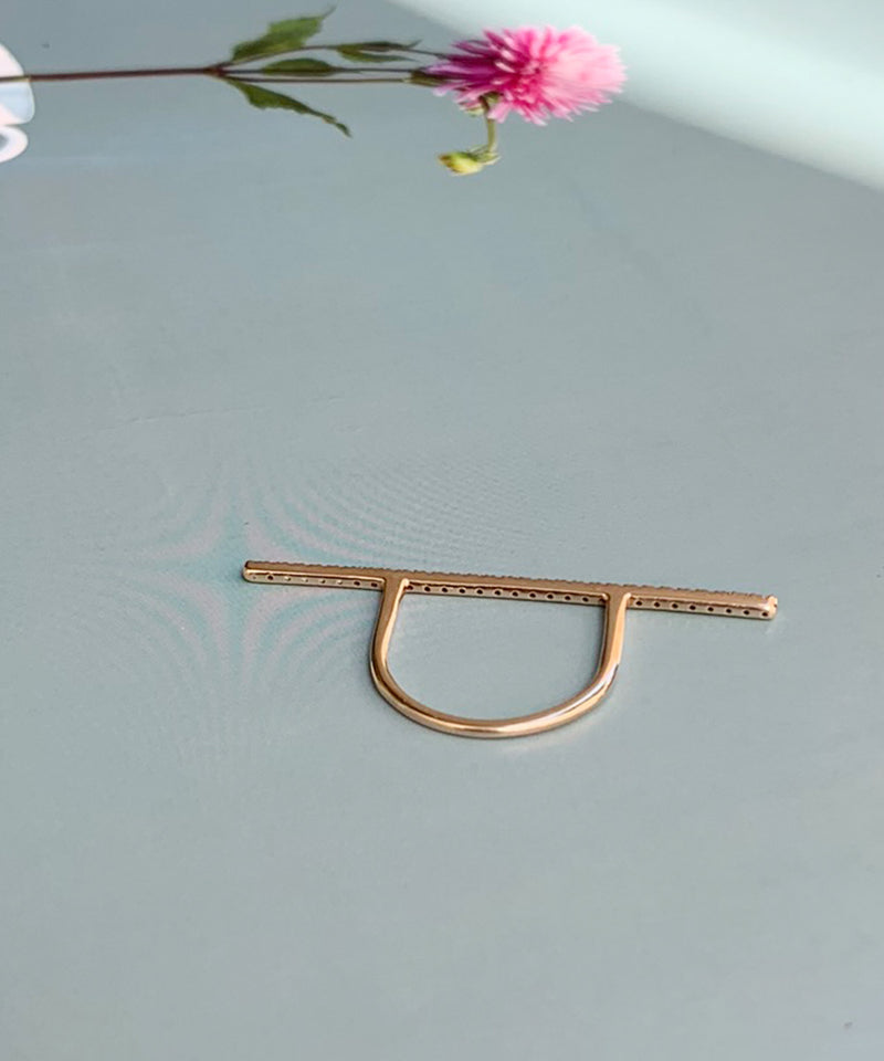 Diamond Bar U Shape Ring (Long)GS14KDR