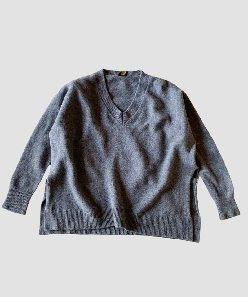 カシミヤウールVプルオーバー(grey)