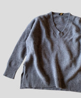 カシミヤウールVプルオーバー(grey)