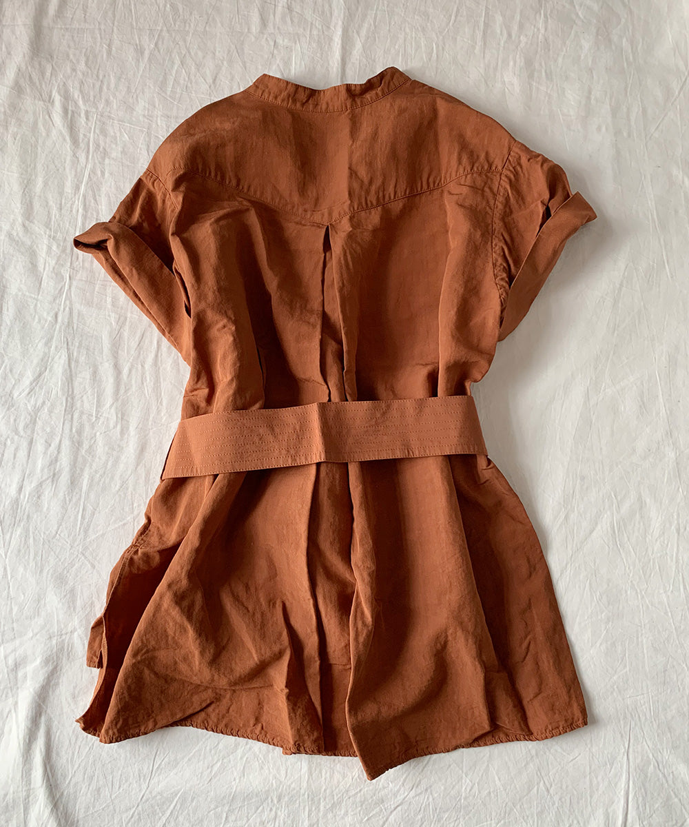 OFFICER COLLAR BLOUSE WITH BELT