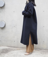 リバーロングノーカラーコート(NAVY)