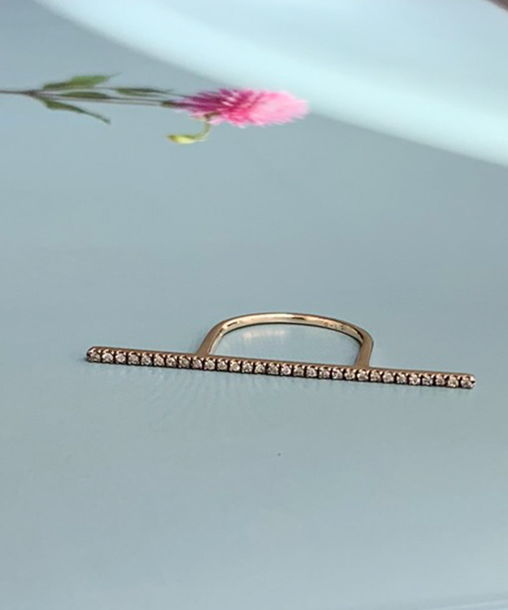 Diamond Bar U Shape Ring (Long)GS14KDRZ