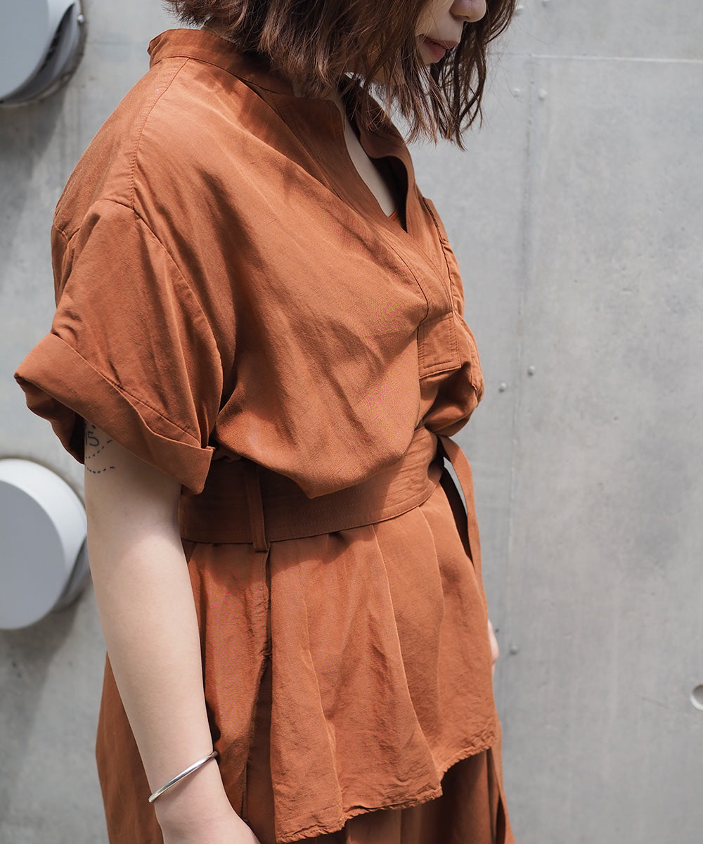 OFFICER COLLAR BLOUSE WITH BELT