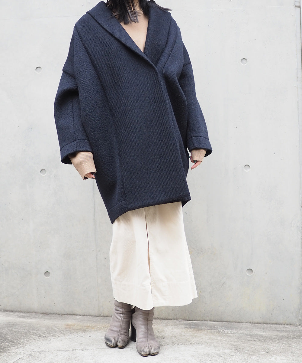 Wool Cocoon Volume Coat (NAVY) – TRAMPOIN USED