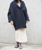 Wool Cocoon Volume Coat (NAVY)