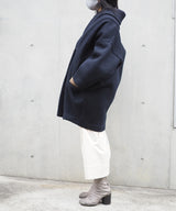 Wool Cocoon Volume Coat (NAVY)