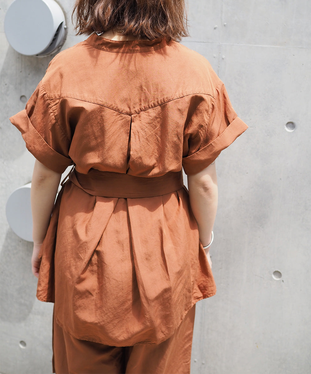 OFFICER COLLAR BLOUSE WITH BELT