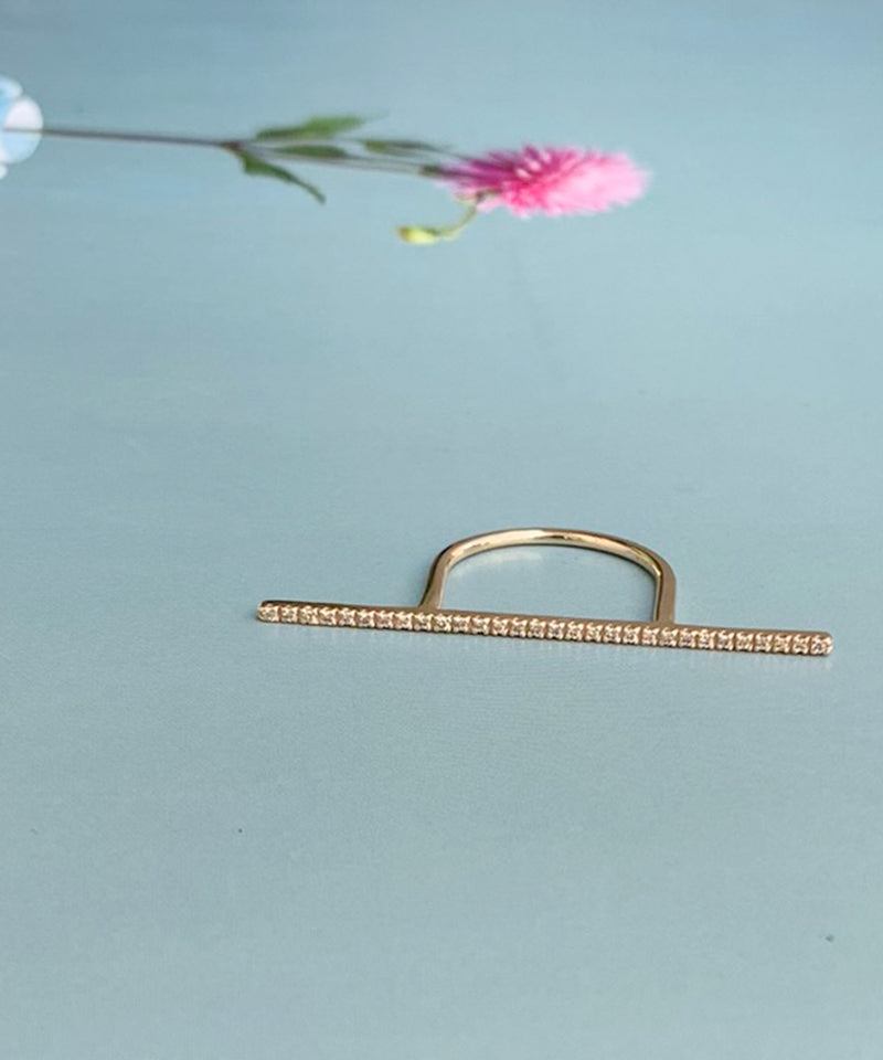 Diamond Bar U Shape Ring (Long)GS14KDR
