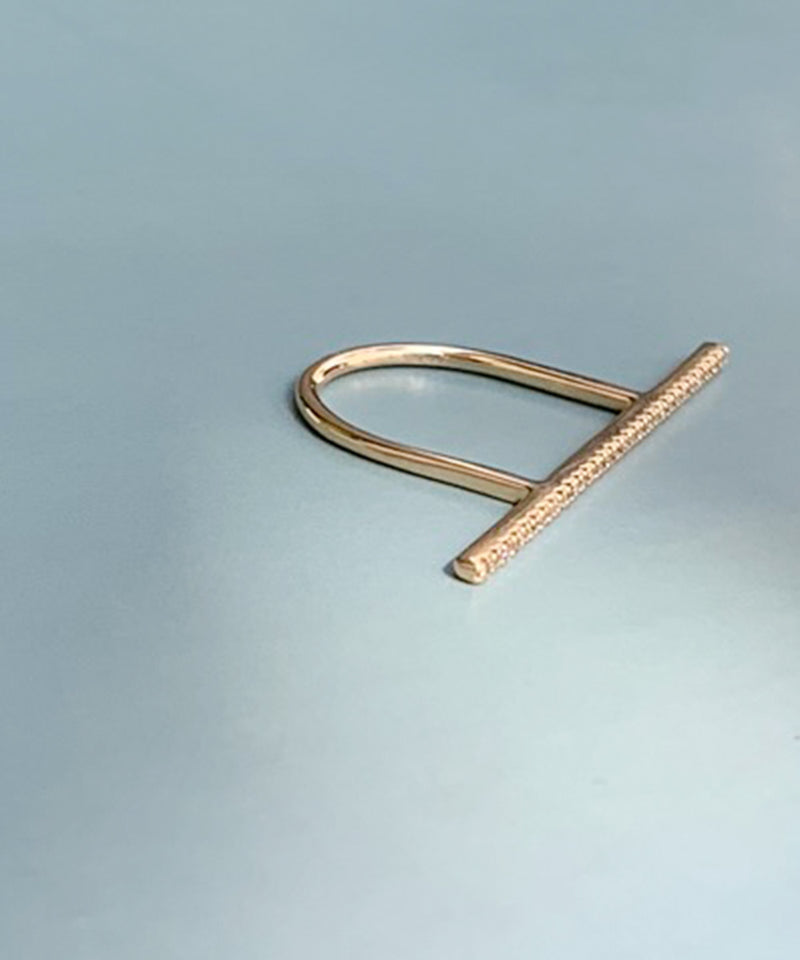 Diamond Bar U Shape Ring (Long)GS14KDR