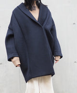 Wool Cocoon Volume Coat (NAVY)