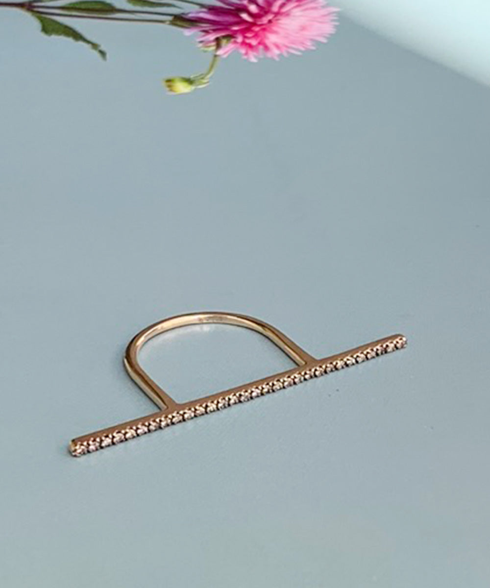 Diamond Bar U Shape Ring (Long)GS14KDRZ
