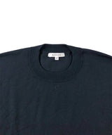 カシミヤウール18Gドロップショルダークルーネックニット