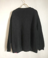 ウールカシミアワッフルVネックセーター