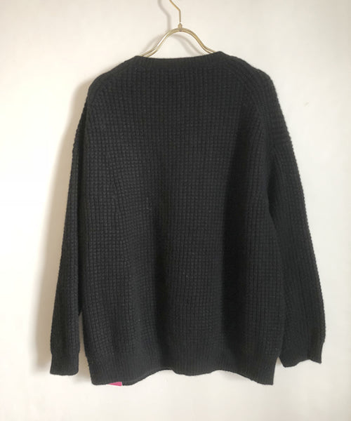 ウールカシミアワッフルVネックセーター