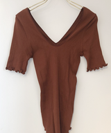random rib H/S pullover(BROWN)