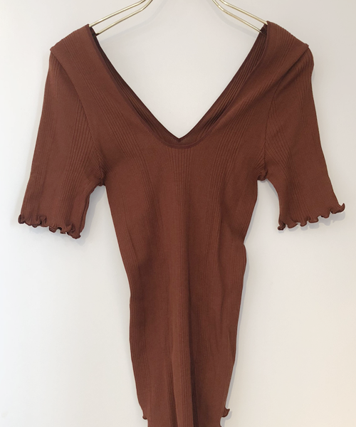 random rib H/S pullover(BROWN)